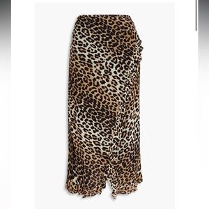 GANNI RUFFLED LEOPARD WRAP SKIRT
